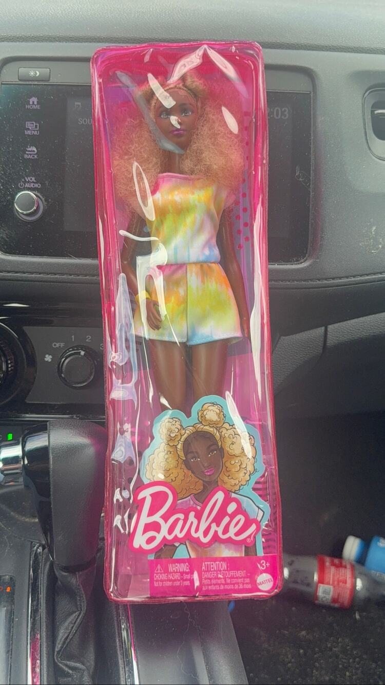 Barbie Fashionistas #180 HBV14 Tall Blonde Afro Tie Dye Romper Doll
